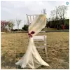 Cortina de Gasa de Fondo para Boda Decoración Gasa Malla de Gasa para Escalera de Boda Tela de Gasa Silla con Junta de Bambú Blanca Gasa Respaldo de Silla Gasa