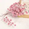 Flores Artificiais com 12 Cabeças de Frutos Vermelhos de Azevinho, Fruta da Fortuna, Decoração de Natal, Frutas de Azevinho de Espuma, Decoração de Atmosfera de Ano Novo