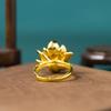 Anillo Abierto de Flor de Loto Cloisonné Retro Artístico Clásico Moda Versátil Elegante Joyería para Mujer