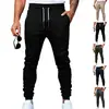 Calça de Treino Fitness Fina Primavera Verão Cruzada Masculina Poliéster Punhos Elásticos Calça Jogger Slim Fit Esportiva Longa