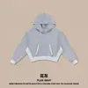 Sudadera con capucha RS para mujer, diseño transfronterizo de bloques de color BXOY, corte corto y ancho, sudadera con capucha deportiva de algodón con rizo