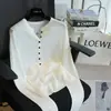 Suéter Básico de Manga Larga para Mujer con Cuello Henley de Punto Trenzado Estilo Old Money Vintage 26 Nuevo Modelo de Otoño H082807
