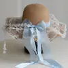 Sombrero de Paja con Adorno de Encaje para Mujer, Dulce Estilo de Vacaciones, Lazo Dulce de Encaje, Tendencia de Sombrero de Paja Dopamina para la Playa