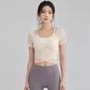 Ropa de Yoga para Mujer 2026 Verano Nuevo Estilo Fitness Pilates Yoga Manga Corta Malla para Mujer Conjunto de Dos Piezas Tops de Yoga para Mujer