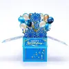 2026 Nuevo Popular Transfronterizo Azul Dorado Estampado Cumpleaños Festival Hecho a Mano Escultura de Papel 3D Caja de Regalo Creativa para Festividades
