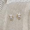 Brincos de Pérola Incrustados com Diamantes da Moda, Design de Nicho, Temperamento Outono e Inverno, Brincos Flor de Concha para Mulheres