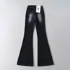 Jeans cintura alta Spice Girl Micro-flare Feminino 2024 Novo Vintage Lavado Branco Cintura Baixa Calças Emagrecedoras