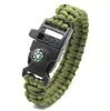 Acessórios Multifuncionais de Paracord Trançado para Exterior, Ferramenta de Sobrevivência Multiuso, Bússola, Apito, Pulseira de Sobrevivência para Exterior