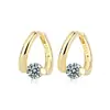 Estilo Coreano Diamante Flash Elegantes Pendientes Cortos para Mujer Simples Diamante Raib Estudiante Redondo Hebilla de Oreja Hebilla de Oreja Cobre Estilo Coreano Coreano/Estilo Coreano