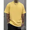 [Camiseta de Algodón Talla Europea] Camiseta Lisa de Manga Corta de Corte Regular, Algodón Transpirable, Cuello Redondo, Top Casual, Temporada de Primavera y Verano