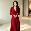 Vestido de tricô vermelho para mulheres, outono/inverno, sexy, justo ao corpo, camada base, vestido longo de Ano Novo, vestido suéter do ano do zodíaco