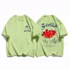 Camiseta Criativa Feminina Morango Solta Hip-Hop Streetwear Moda Roupas Novas Femininas Cintura Total Confortável Top de Algodão