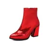 Botas de Moda con Lentejuelas de Talla Grande Transfronterizas para Mujer 2025 Otoño e Invierno Nuevas Botas de Punta Fina Botas de Tacón Grueso Cortas para Mujer Amazon