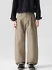 Ropa para Hombre Muqiu Estilo Old Money Diseño de Doble Pinza Retro Moderno Pantalones de Trabajo Lavados para Hombre Ajuste Holgado Algodón Puro Pantalones Casuales