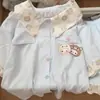Pijama Cartoon Fofo Rilakkuma para Mulheres, Conjunto de Duas Peças de Shorts de Manga Curta Finos de Verão Que Podem Ser Usados Fora de Casa como Conjunto de Roupa de Casa