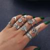 Anillo de 10 piezas con diseño de serpiente de diamantes y estatua de Buda tallada exagerada con personalidad de moda europea y americana