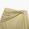 Saia feminina de sarja com cadarço INS design de venda quente transfronteiriço AliExpress Europeu e Americano moda cor sólida cáqui