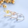 Anillo Japonés y Coreano Lindo de Dibujos Animados Pata de Gato Abierta Huella de Gato Zircón para Mujer Acero Inoxidable Simple Anillo Lindo para Niña