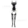 Lingerie Sexy Estilo Europeu e Americano, Lingerie Sexy com Suspensórios, Peça Única Reveladora de Quadril com Abertura na Virilha em Rede W411, Peça Única Meia-Calça de Rede W411