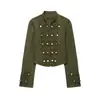 Moda femenina transfronteriza: nueva colección de otoño, estilo europeo y americano, chaqueta de mezclilla de moda con cuello alto abotonado, 0695271