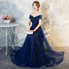 Vestido de Noche de un Hombro 2026 Nuevo Largo Azul Moderno y Elegante Vestido de Noche para Anfitriona de Banquete