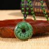 Colar com Sinais do Zodíaco em Jade Verde Incrustado com Cor Dourada que Preserva a Cor Pingente da Moda Retrô Fabricante de Pingentes de Joias Pequenas Venda por Atacado