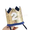 Decoración para Fiesta Infantil Sombreros Digitales, Coronas, Sombreros de Cumpleaños, Primer Cumpleaños del Bebé y Banquete de los 100 Días Adornos para la Cabeza con Purpurina, Accesorios para Fotos