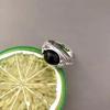 Ágata Verde Calcedonia Plata Antigua Anillo Abierto Anillo Corona Diamante Hueco Mariposa Ajustable Anillo Estilo Étnico Fabricante
