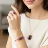 Pulseras, Anillos Envueltos en Alambre de Piedra Cruda de Cristal Natural Transfronterizos, Cristales Morados Rosas, Collares de Piedra Cruda de Fluorita, Fabricantes de Joyería al por Mayor