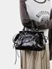 Bolso Nuevo Retro Versátil con Tachuelas para Motocicleta Hecho de Cuero Suave, Bolso de Mano Estilo Chica Caliente Dulce y Genial, Bolso de Hombro Cruzado