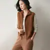Suéter de cachemira, nuevo estilo otoño e invierno, chaleco de cuello alto con cremallera, cárdigan sin mangas, casual para mujer, cómodo, suave, cálido, estilo grueso