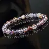 Pulseira de Quartzo Fantasma Roxo Natural Pulseira Fantasma de Ametista Fio Único Múltiplos Fios Unissex Pulseira de Cristal Joia