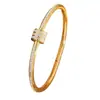 Pulsera de acero de titanio color dorado para mujer, pulsera de pareja con circonita de alta gama, pulsera de anillo liso de lujo ligero, joyería de nuevo estilo