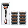Rasuradora Manual de Cinco Capas para Hombre Acero de Precisión Importado Cuchillas Afeitadora Metal Plata-Blanco Mango Antideslizante Rasuradora para Afeitar