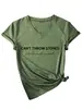 Não Jogue Pedras Amazon Ebay Site Independente Casual Confortável Camiseta Feminina Gola V Manga Curta Comércio Exterior