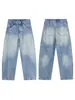 Moda Masculina Muqiu 2026 Outono/Inverno Tendência Lavado Gradiente Leve Jeans Faca Curva, Calça Comprida Wide-Leg Unissex
