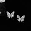 Pendientes de Mariposa con Circonita Brillante de Hada Súper de Lujo Ligero Diseño de Nicho Clavo de Oreja Avanzado Pendientes Elegantes Delicados Pin de Plata
