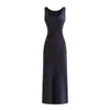 Vestido Estilo Chica Picante Estilo Americano Ajustado al Cuerpo que Resalta las Caderas para Mujer, Vestido de Verano de Alta Gama de Longitud Media Cola de Pez, Sexy Vestido con Tirantes al Cuello