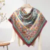 Lenço Quadrado Fino de Seda e Lã para Primavera e Verão o Ano Todo Feminino 200 Xale Étnico Lenço para Ar Condicionado Feminino Customização de Fábrica