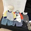 Camiseta de Manga Larga para Bebé Ropa de Otoño para Niños, Versátil Camiseta Básica de Color Contrastante de Moda, Ropa Casual y Cómoda de Primavera para Niños