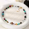 Colar de Pedras Naturais Coloridas Design de Nicho Ins Coreano Feito à Mão com Contas Corrente de Clavícula Fashion Versátil Personalizado Joia