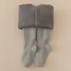 Medias populares de algodón de color liso para niñas en invierno, engrosadas y cálidas, con rayas verticales, alta elasticidad, adecuadas para niños pequeños y niños pequeños