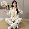 Pijama para mujer talla grande para primavera y otoño, con copas en el pecho, diseño lindo de nube de dibujos animados, algodón, manga larga, corte holgado, conjunto de ropa de casa talla grande