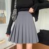 Falda plisada gris para mujer, verano 2024, nueva falda de estilo universitario antideslizamiento, primavera, cintura alta, corte A, falda JK de media longitud