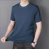 Camiseta de Manga Corta para Hombre Verano Tendencia Marca Moda Seda de Hielo Media Manga Ins Tendencia Nacional Bambú Manga Corta Estilo Hong Kong Ropa