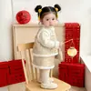 Ropa de Invierno para Bebé Niña Estilo Chino Chaleco Acolchado Nuevo Estilo Chino Ropa de Moda Traje Tang para Niños Pequeños Atuendo de Año Nuevo Vestido para Fiesta de Cumpleaños