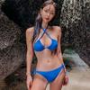 Bikini Sexy de Tres Puntos para Pasarela Vacaciones en la Playa Pecho Pequeño Sexy Color Sólido Dividido Bikini Coreano Traje de Baño Mujeres