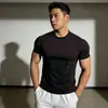 Camiseta Deportiva de Manga Corta Transpirable Elástica de Secado Rápido para Hombre y Mujer, Ajustada, Top de Entrenamiento Delgado de Moda
