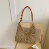 2026 Nueva Bolsa Tejida Moda Tendencia Chic Bolso de Hombro Único Bolso de Axila Bolso de Mano de Paja Tejida Bolso Tote de Vacaciones
