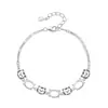 Plata de ley maciza S925 3 piedras principales de 6x8 mm engaste vacío DIY diamante graffiti patrón de gato de dibujos animados pulsera joyería